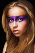 Fantasy. Coloring. Woman with Shiny Colorful Makeup. Faceart