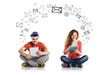 Young couple with tablets