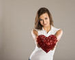Photo: Woman with red heart Woman with red heart