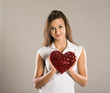 Photo: Woman with red heart Woman with red heart