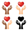 Hands und heart, set of graphics