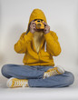 Hipster photographer with camera