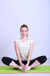 Portrait of beautiful young woman exercises