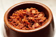crispy bacon in a wood bolw
