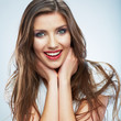 Young smiling woman portrait isolated. Casual style. Beautiful