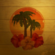 tropical emblem on wood