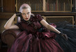 Victorian woman in library