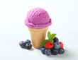 Blueberry ice cream cone