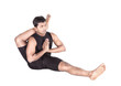 Yoga by Indian man on white