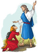Jesus to Mary of Magdalene. Christian theme