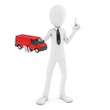 Illustration: 3d man with generic toy van 3d man with generic toy van