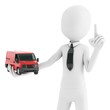 Illustration: 3d man with generic toy van 3d man with generic toy van