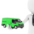 Illustration: 3d man with generic toy van 3d man with generic toy van