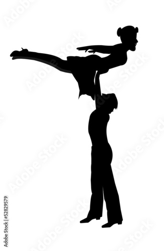 Vector: dancers in the air silhouette dancers in the air silhouette