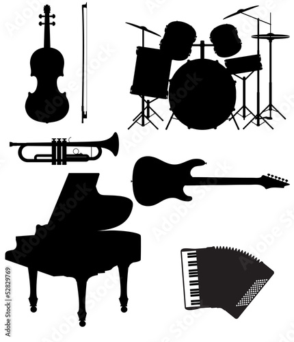 Vector: set icons silhouettes of musical instruments vector illustration set icons silhouettes of musical instruments vector illustration