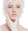Medical face examination of beautiful woman