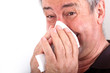 Man with a paper handkerchief