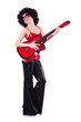 Young singer with afro cut and guitar