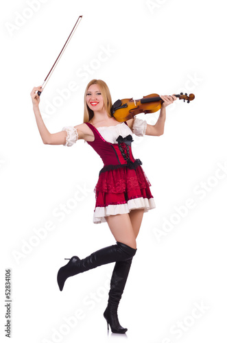 Photo: Girl playing violin on white Girl playing violin on white