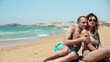 Video: Happy couple in love on beautiful beach Happy couple in love on beautiful beach