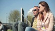 Video: Young happy couple talking in the city Young happy couple talking in the city