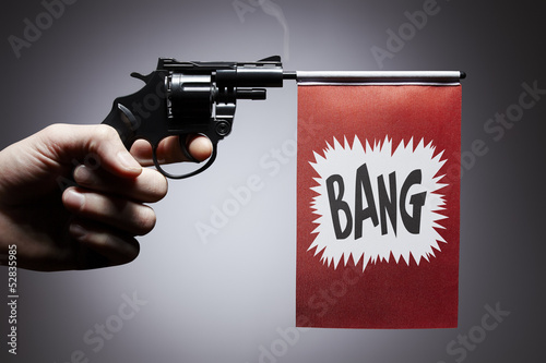 Photo: Gun crime concept of hand pistol Gun crime concept of hand pistol