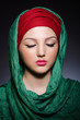 Photo : Muslim woman with headscarf in fashion concept Muslim woman with headscarf in fashion concept