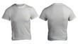 Grey men's blank shirt template, front and back