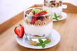 yogurt, cereals and fresh fruits