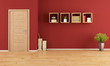 Empty red living room