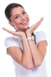 Casual Woman Presents Face