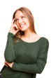 Beautiful blonde woman lost in her thoughts