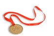 Gold medal with red ribbon