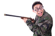Funny soldier isolated on the white