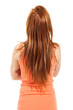 Photo: Cute young girl, back view, isolated on white background Cute young girl, back view, isolated on white background