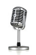 Vintage silver microphone isolated on white background