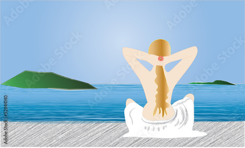 Illustration: donna in spiaggia donna in spiaggia
