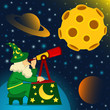 Vektor: Astronomer looks at moon Astronomer looks at moon