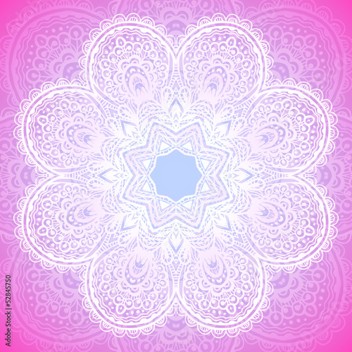 Vector: Indian ornament, mandala in pink Indian ornament, mandala in pink