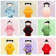 Kokeshi dolls collage