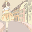 Vector beautiful fashion girls top models in dresses