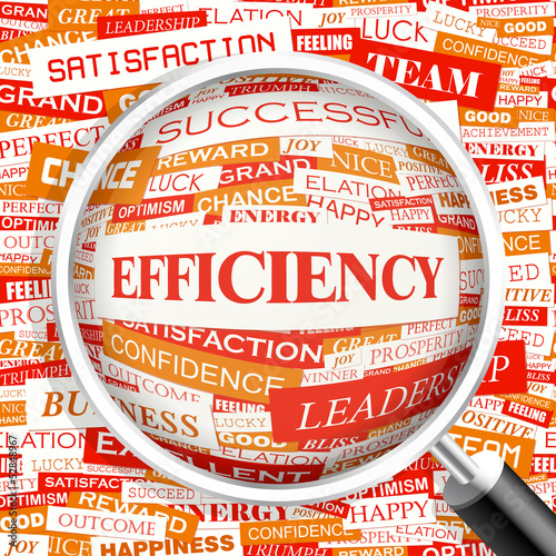 Vector: EFFICIENCY. Word cloud concept illustration. EFFICIENCY. Word cloud concept illustration.