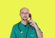 Doctor talking on telephone