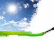 Foto: Paint brushes and landscape image Paint brushes and landscape image