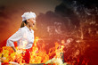 Asian female cook in anger