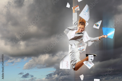 Photo: Image of running businesswoman Image of running businesswoman