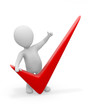 3d man with red checkmark on white