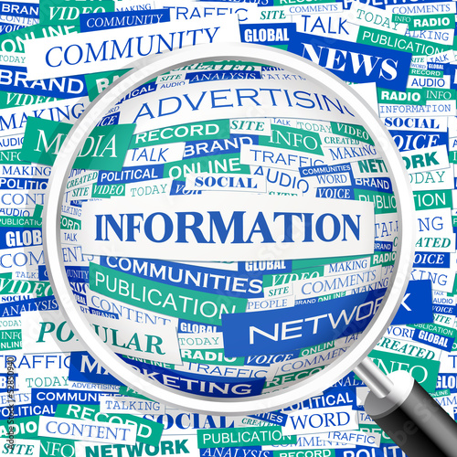 Vector: INFORMATION. Word cloud concept illustration. INFORMATION. Word cloud concept illustration.