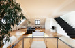 Interior, beautiful loft, hardwood floor, view living room