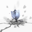 3d render of a shattered compass icon fallen from sky